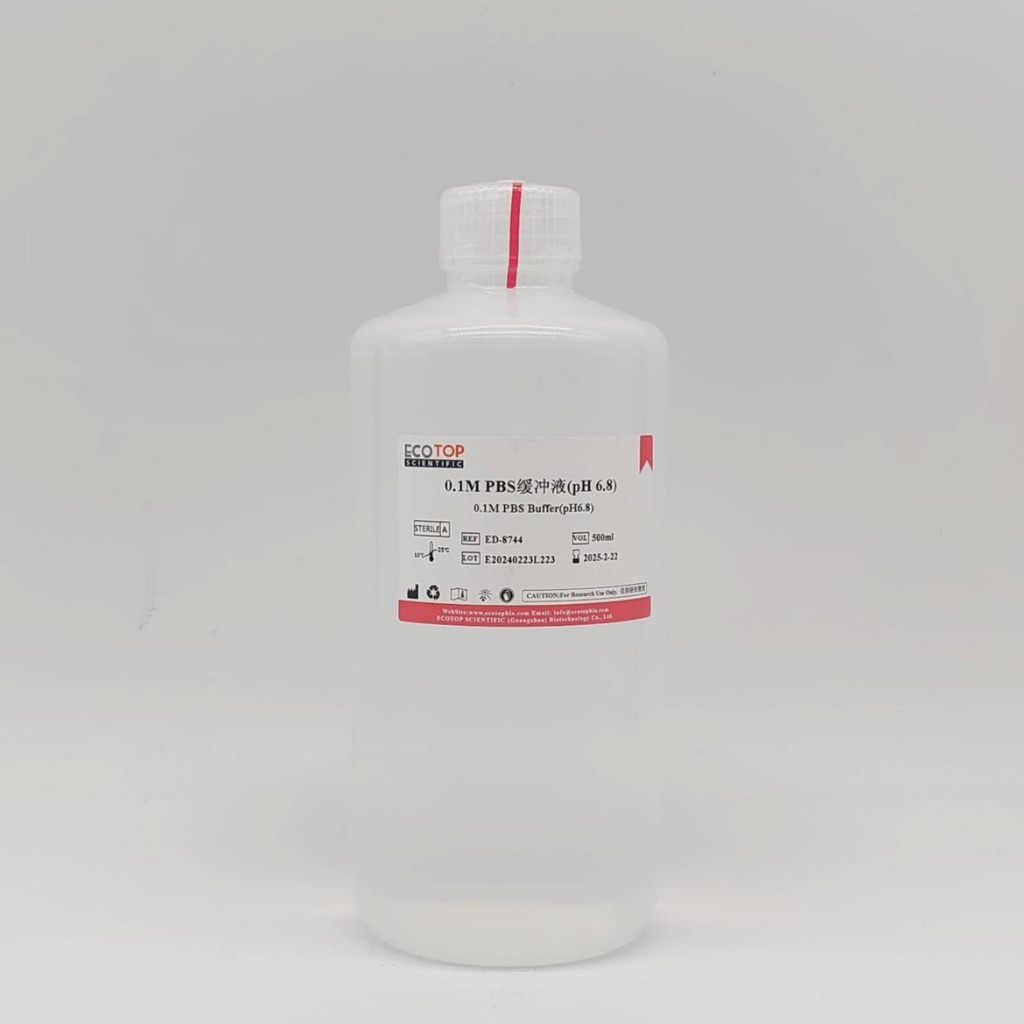 0.1M PBS溶液（pH 6.8，无菌） 500ml