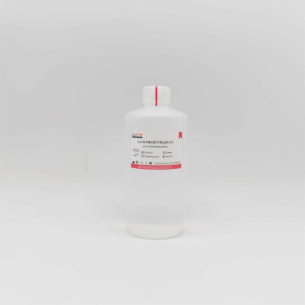 0.01M PBS缓冲液（pH 6.0，无菌） 500ml