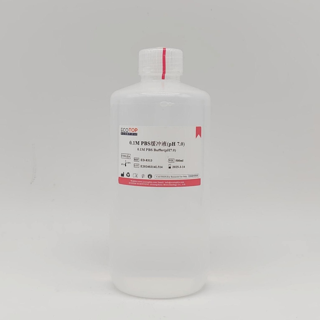 0.1M PBS溶液（pH 7.0，无菌） 500ml