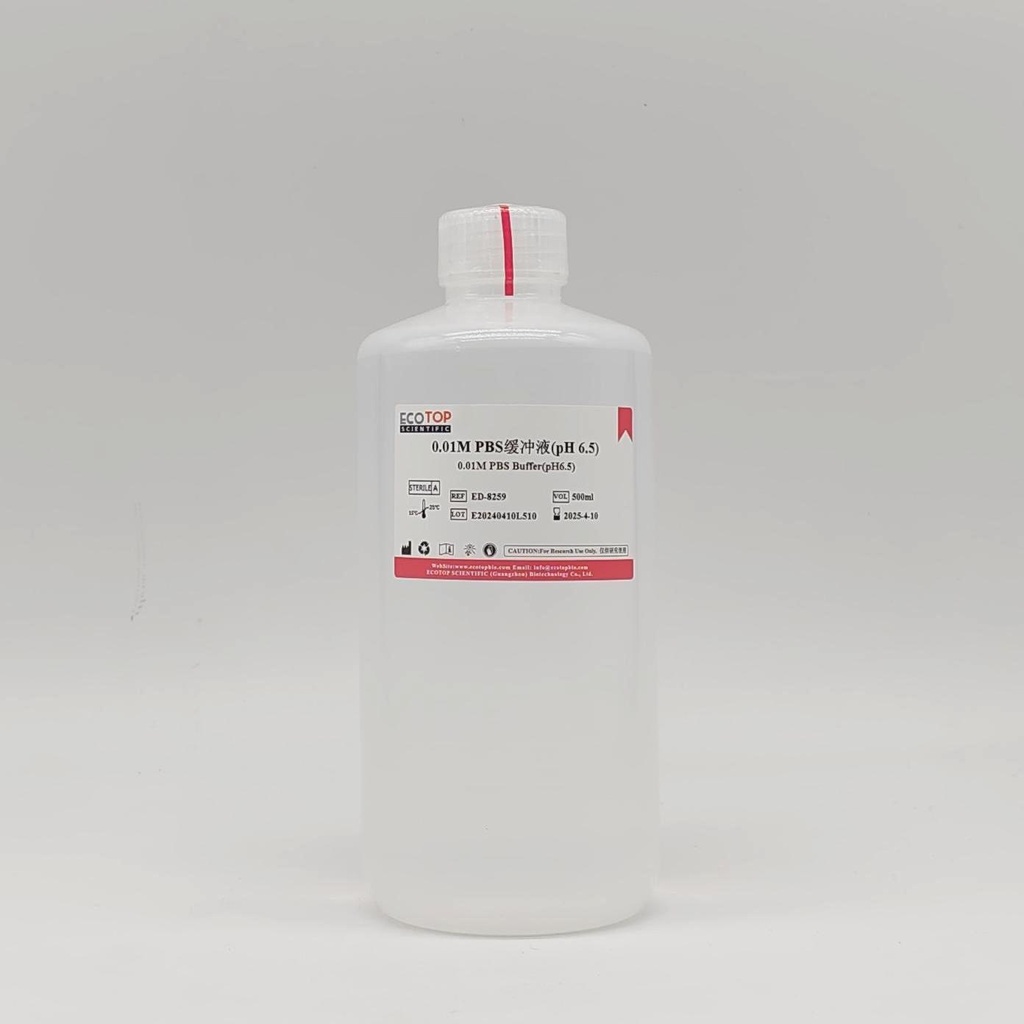 0.01M PBS缓冲液（pH 6.5，无菌） 500ml